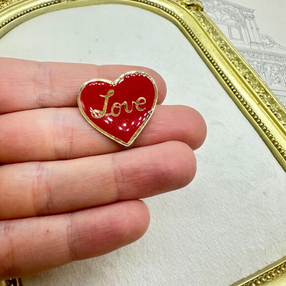 Vintage Jewelry Love Heart Brooch Red Heart Love Pin - Picture 2 of 3
